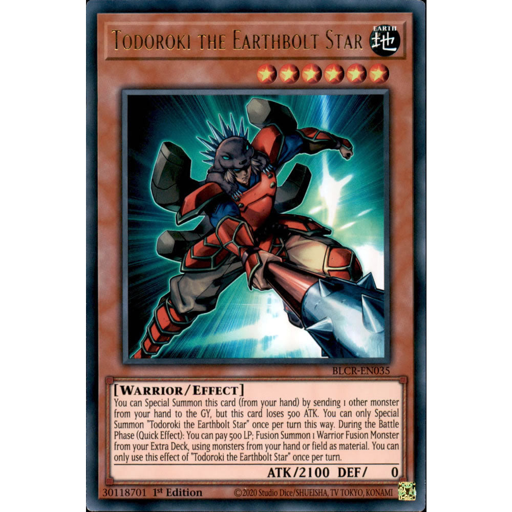 Todoroki the Earthbolt Star BLCR-EN035 Yu-Gi-Oh! Card from the Battles of Legend: Crystal Revenge Set