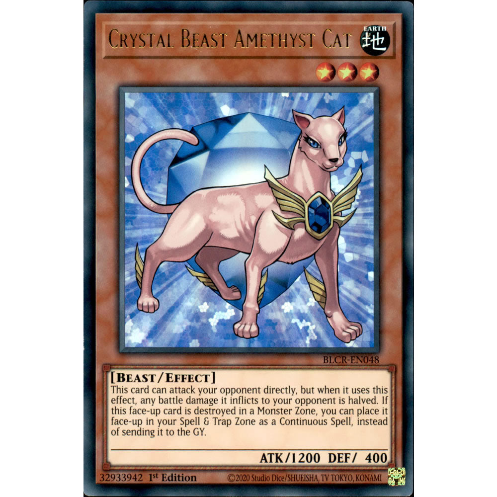 Crystal Beast Amethyst Cat BLCR-EN048 Yu-Gi-Oh! Card from the Battles of Legend: Crystal Revenge Set