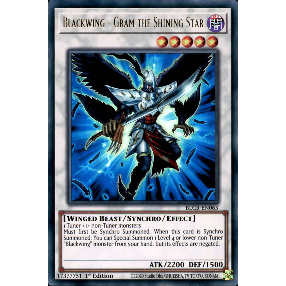 Blackwing - Gram the Shining Star BLCR-EN063 Yu-Gi-Oh! Card from the Battles of Legend: Crystal Revenge Set
