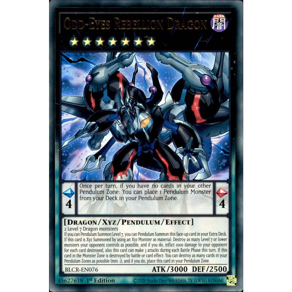 Odd-Eyes Rebellion Dragon BLCR-EN076 Yu-Gi-Oh! Card from the Battles of Legend: Crystal Revenge Set