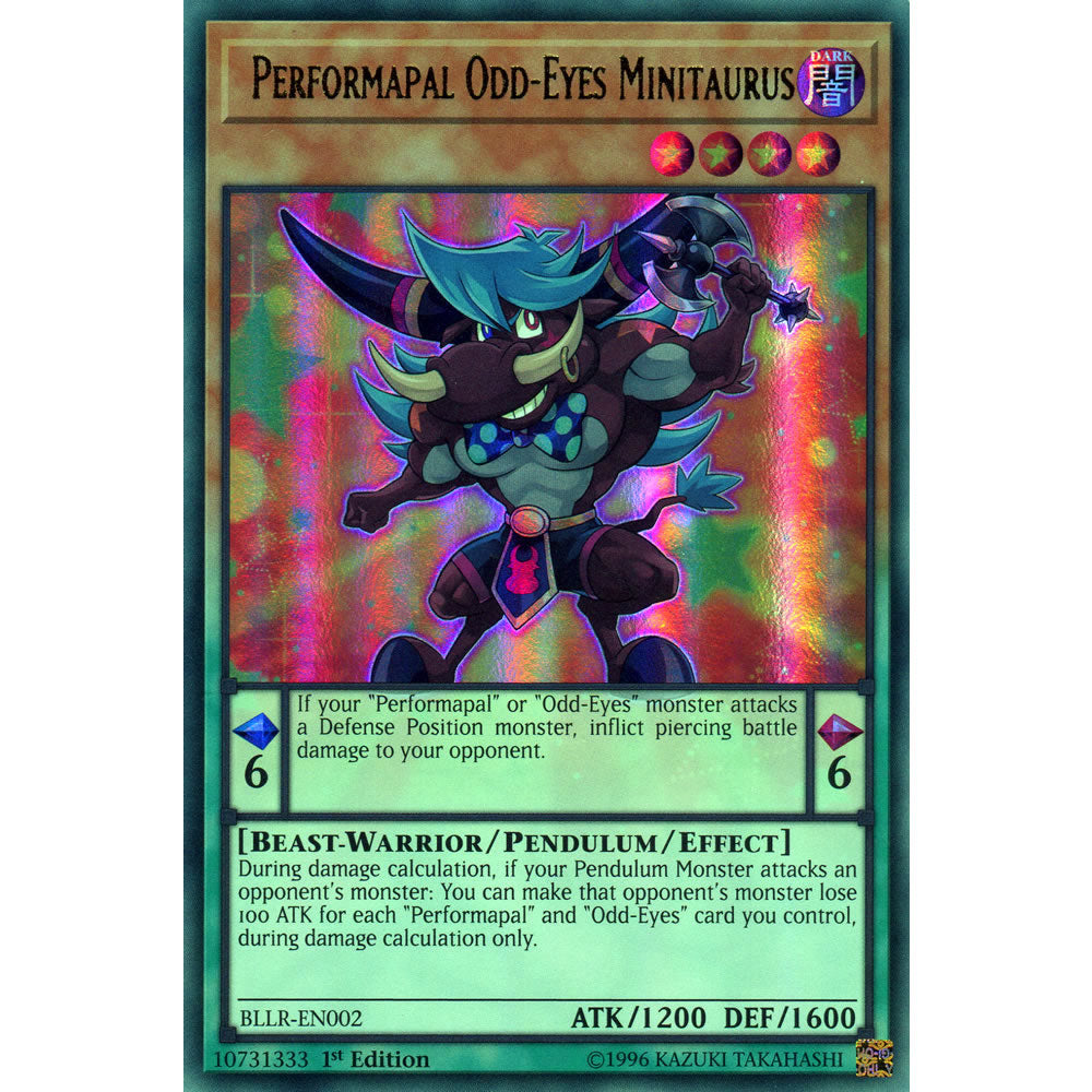 Performapal Odd-Eyes Minitaurus BLLR-EN002 Yu-Gi-Oh! Card from the Battles of Legend: Light's Revenge Set