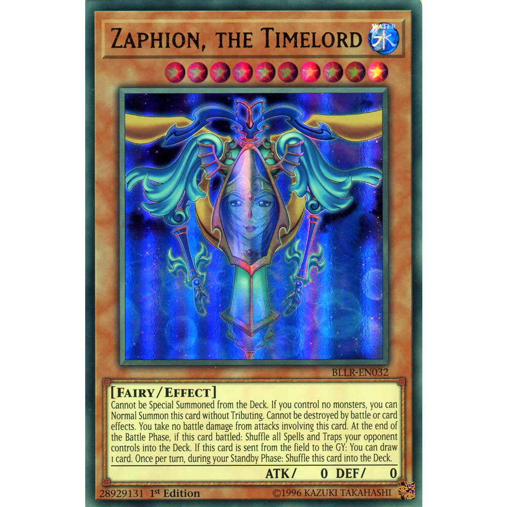 Zaphion, the Timelord BLLR-EN032 Yu-Gi-Oh! Card from the Battles of Legend: Light's Revenge Set