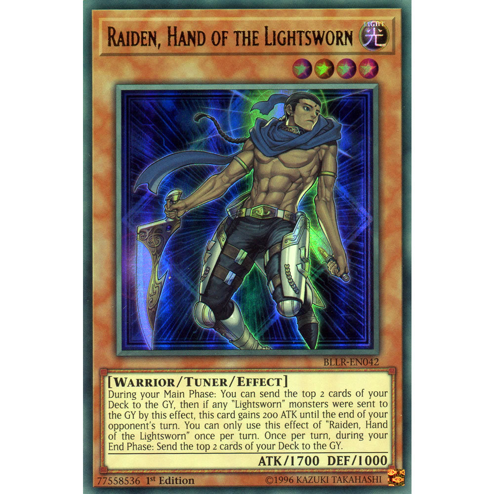 Raiden, Hand of the Lightsworn BLLR-EN042 Yu-Gi-Oh! Card from the Battles of Legend: Light's Revenge Set