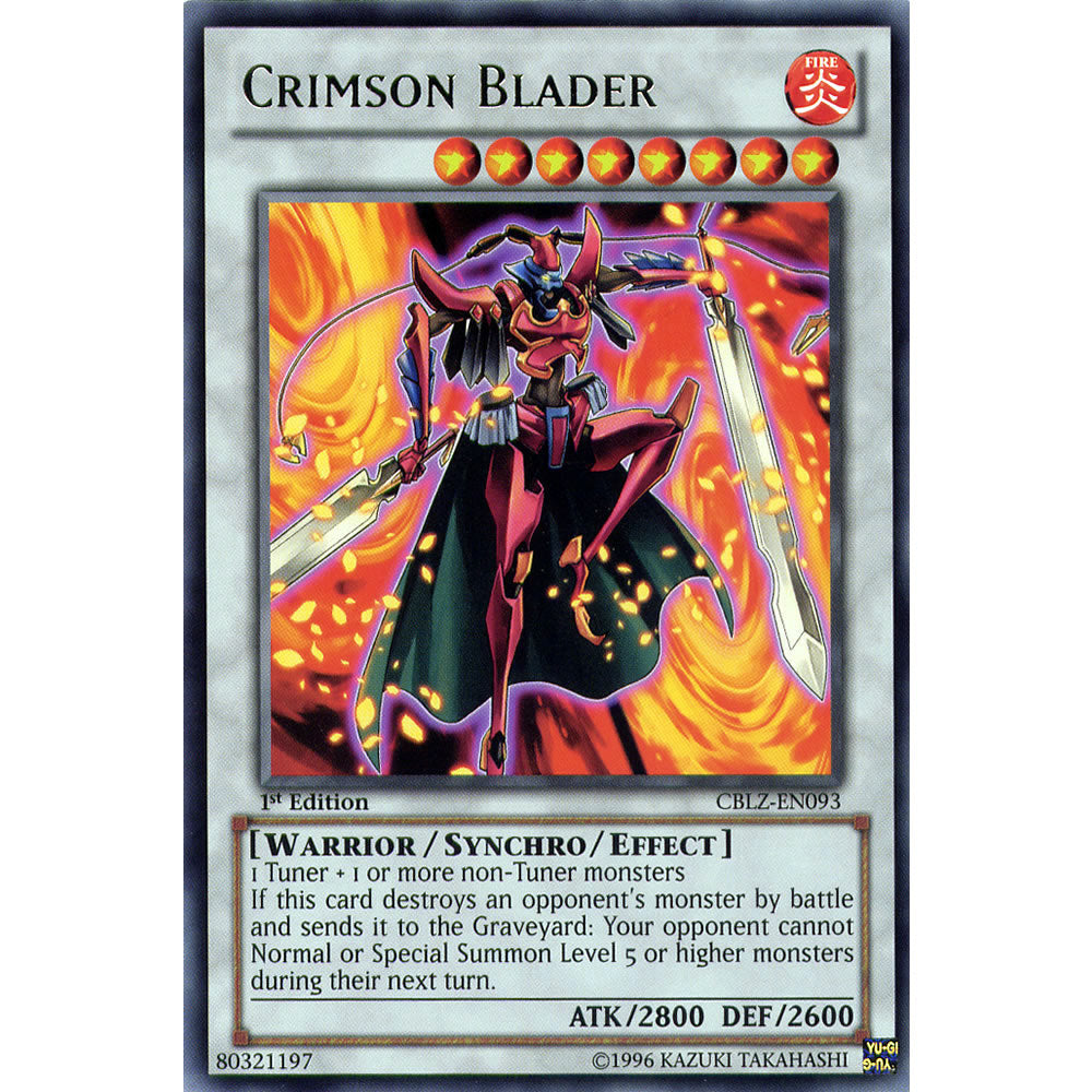 Crimson Blader CBLZ-EN093 Yu-Gi-Oh! Card from the Cosmo Blazer Set