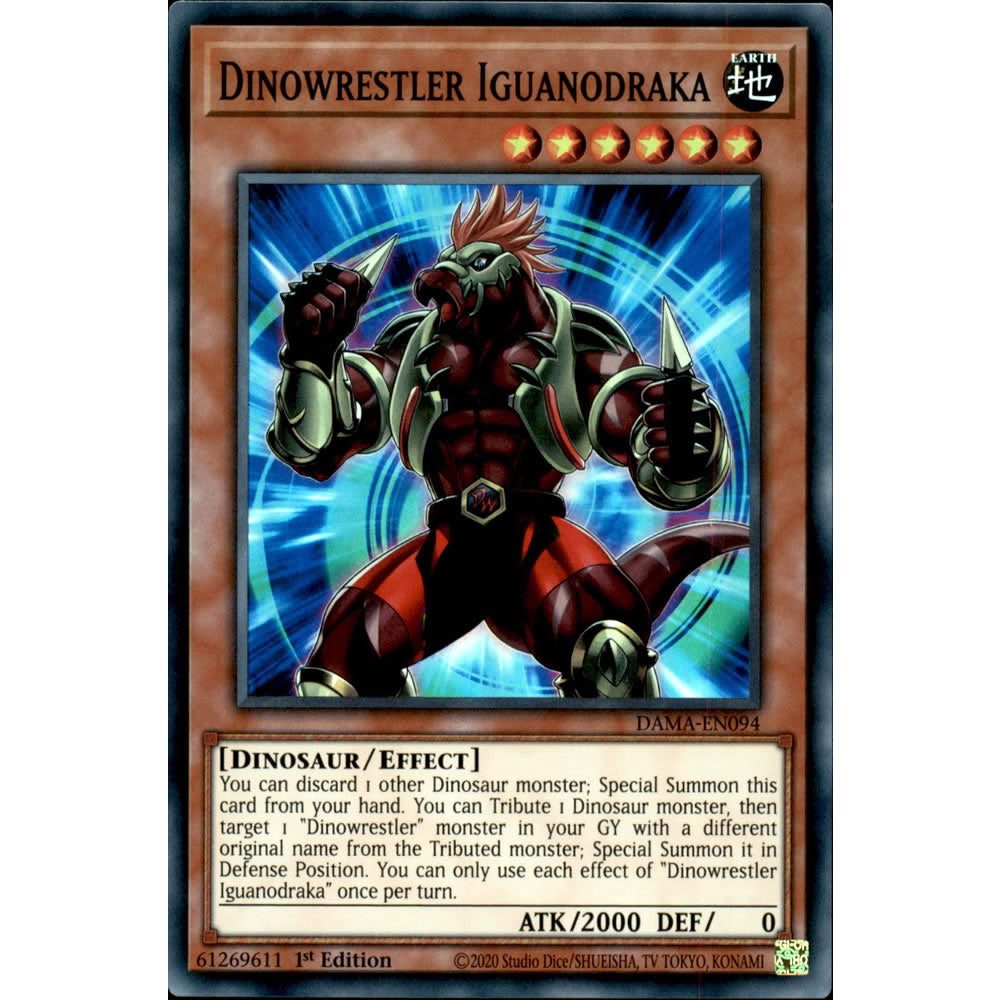 Dinowrestler Iguanodraka DAMA-EN094 Yu-Gi-Oh! Card from the Dawn of Majesty Set