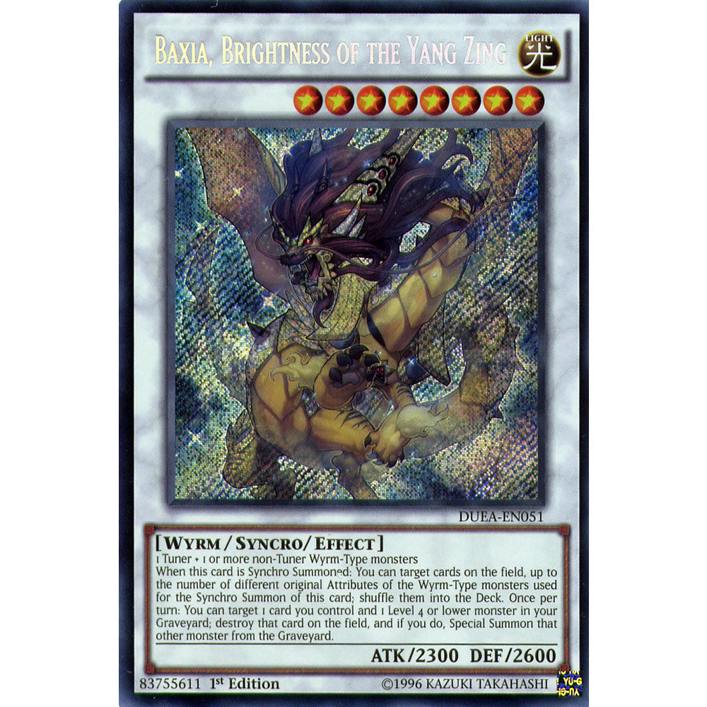 Baxia, Brightness of the Yang Zing DUEA-EN051 Yu-Gi-Oh! Card from the Duelist Alliance Set