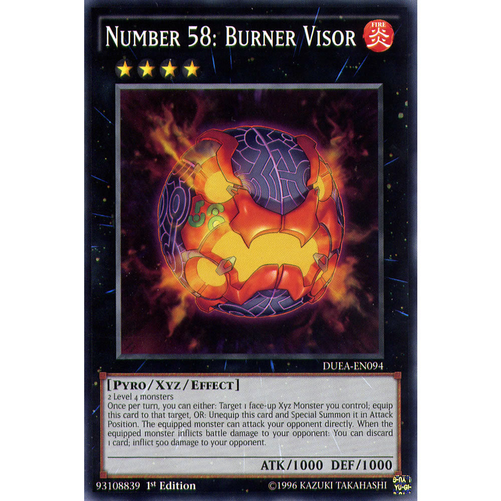Number 58: Burner Visor DUEA-EN094 Yu-Gi-Oh! Card from the Duelist Alliance Set