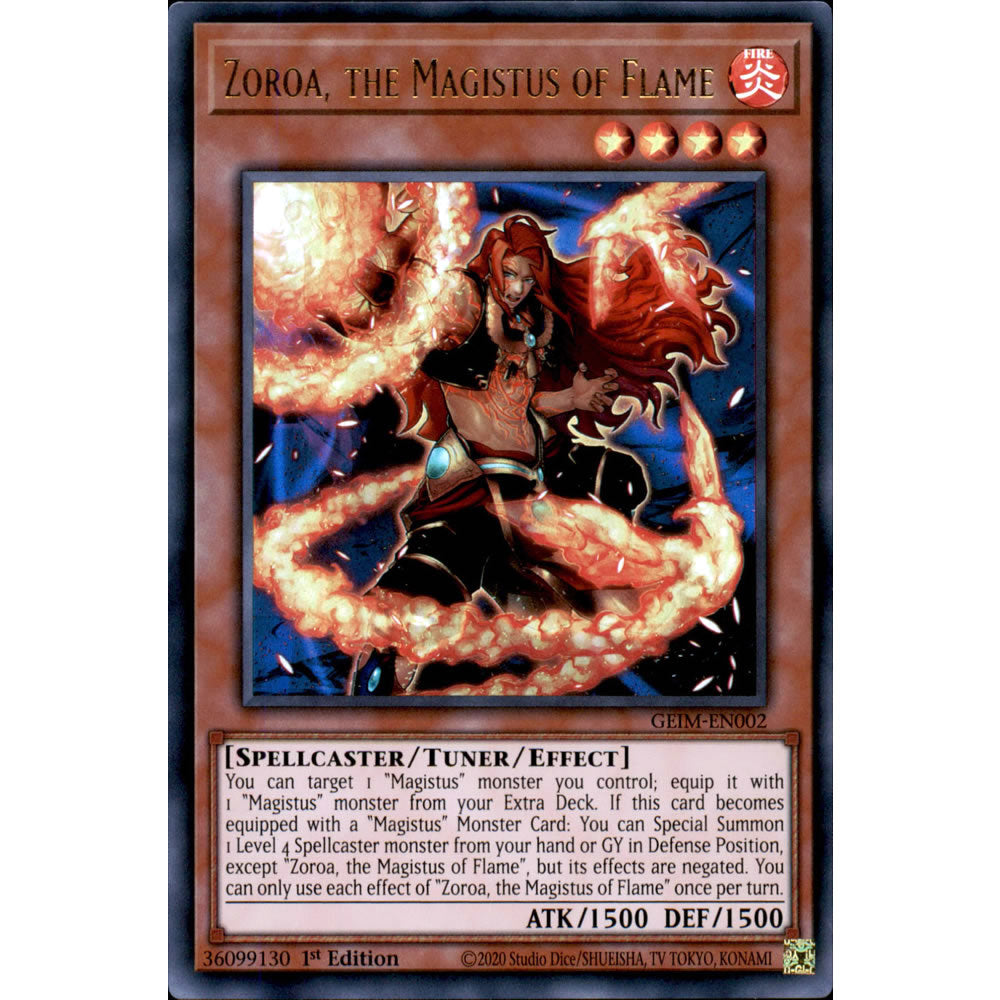 Zoroa, the Magistus of Flame GEIM-EN002 Yu-Gi-Oh! Card Zoroa, the Magistus of Flame GEIM-EN002 Yu-Gi-Oh! Card