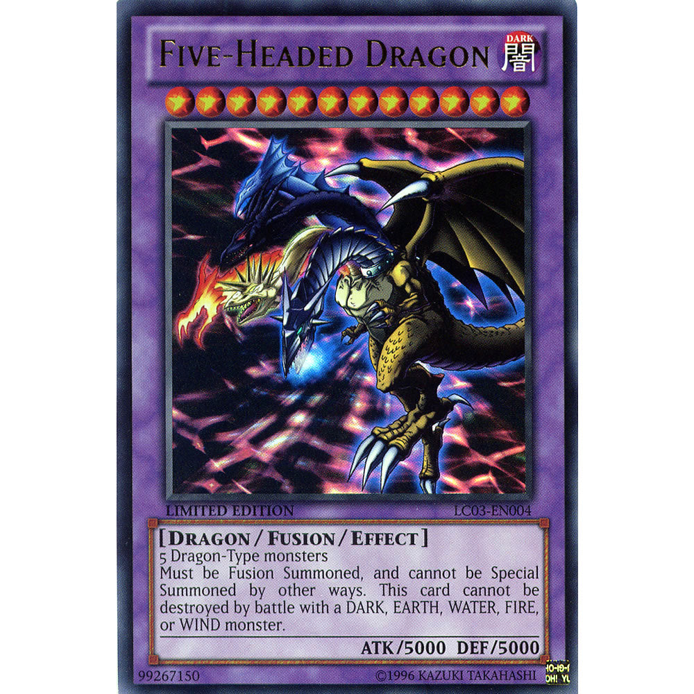 Five-headed Dragon Yugioh Card LC03-EN004 Ultra Rare Limited Edition, English, Near Mint Condition Yugioh Five-Headed Dragon Five-headed Dragon Yugioh Card LC03-EN004 Ultra Rare Limited Edition, English, Near Mint Condition Yugioh Five-Headed Dragon