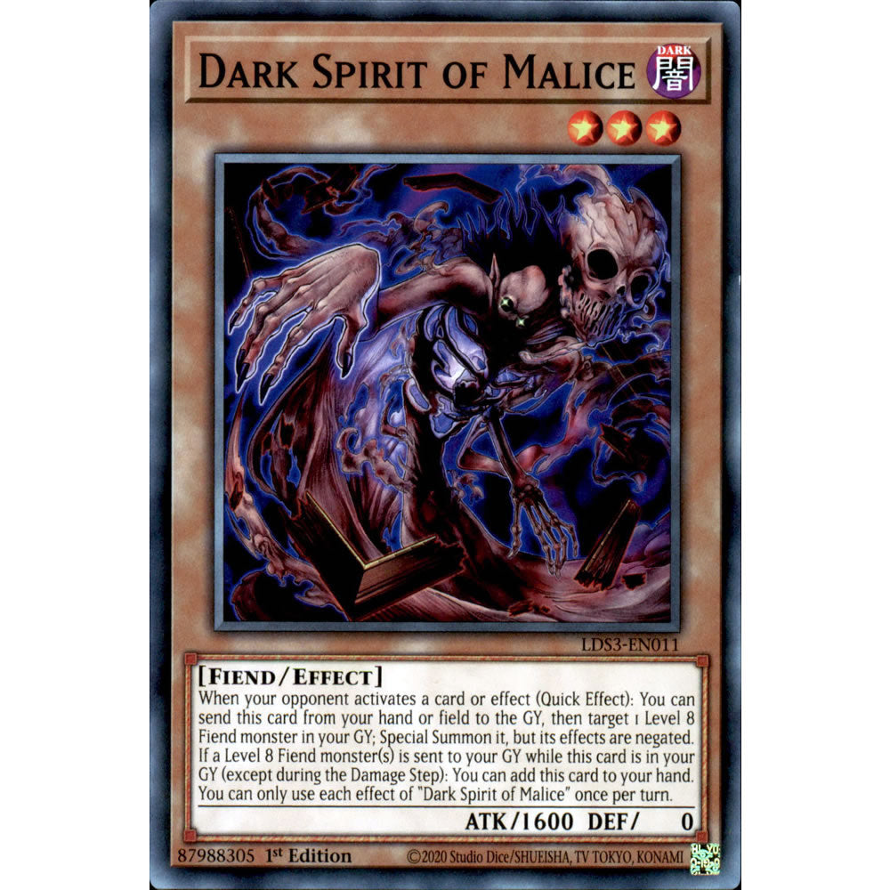 yugioh malice cards Dark Spirit of Malice LDS3-EN011 Yu-Gi-Oh! Card