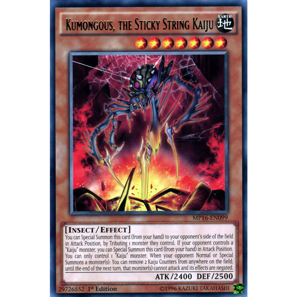 Kumongous, the Sticky String Kaiju MP16-EN099 Yu-Gi-Oh! Card from the Mega Tin 2016 Mega Pack Set
