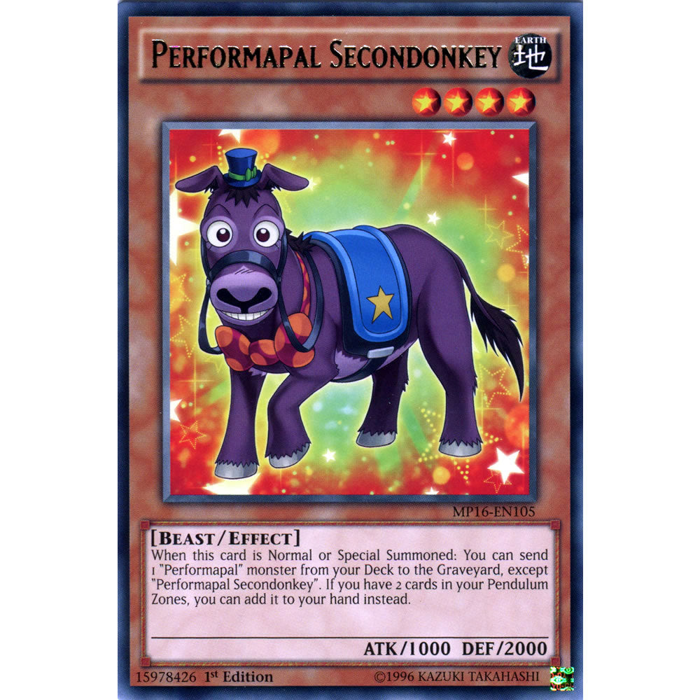 Performapal Secondonkey MP16-EN105 Yu-Gi-Oh! Card from the Mega Tin 2016 Mega Pack Set
