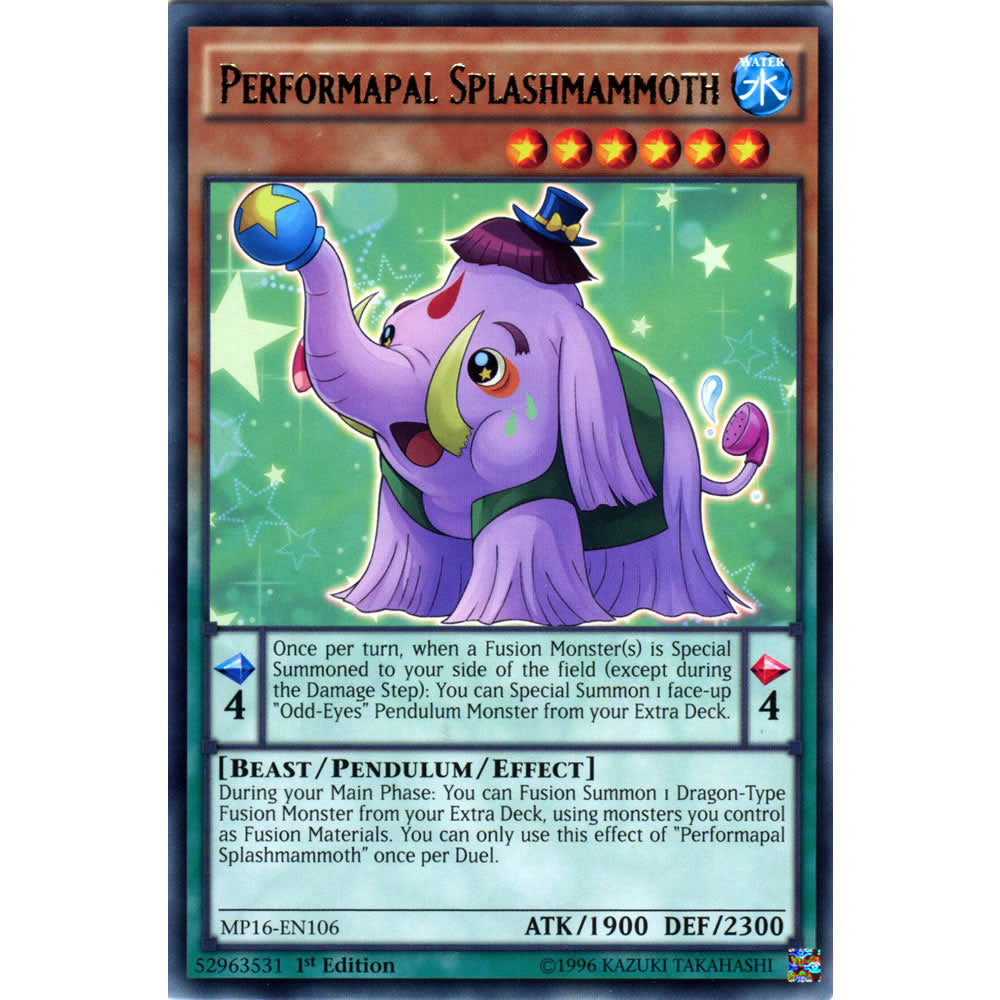 Performapal Splashmammoth MP16-EN106 Yu-Gi-Oh! Card from the Mega Tin 2016 Mega Pack Set