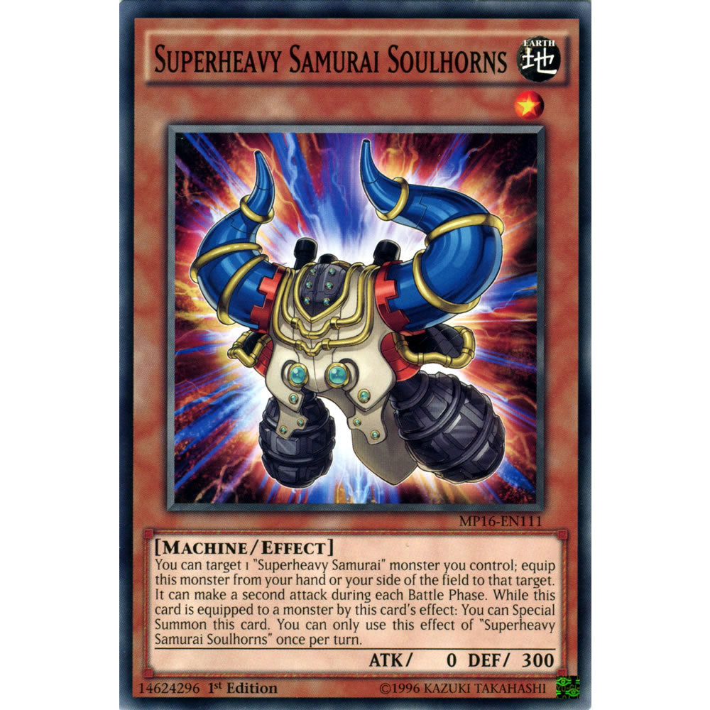 Superheavy Samurai Soulhorns MP16-EN111 Yu-Gi-Oh! Card from the Mega Tin 2016 Mega Pack Set