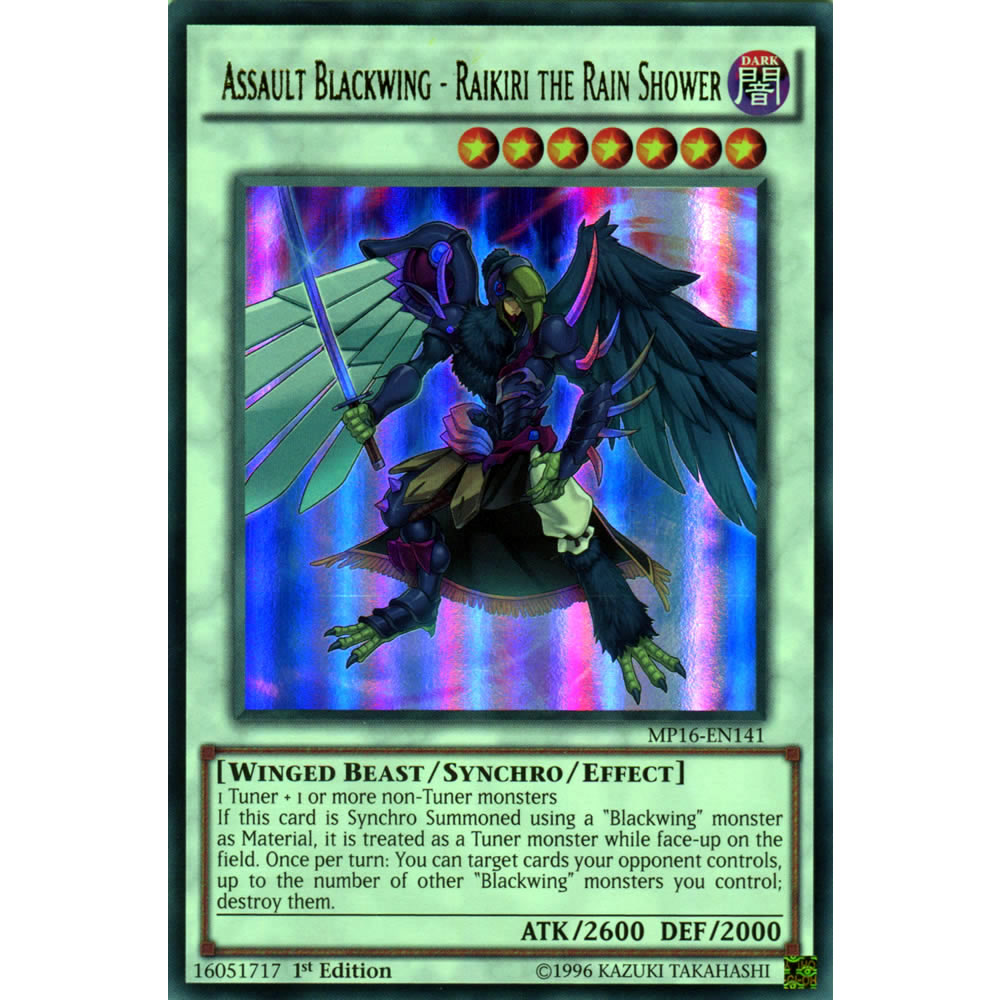 Assault Blackwing - Raikiri the Rain Shower MP16-EN141 Yu-Gi-Oh! Card from the Mega Tin 2016 Mega Pack Set