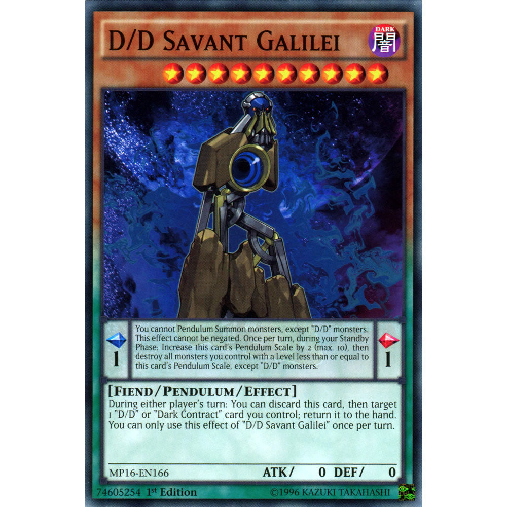 D/D Savant Galilei MP16-EN166 Yu-Gi-Oh! Card from the Mega Tin 2016 Mega Pack Set