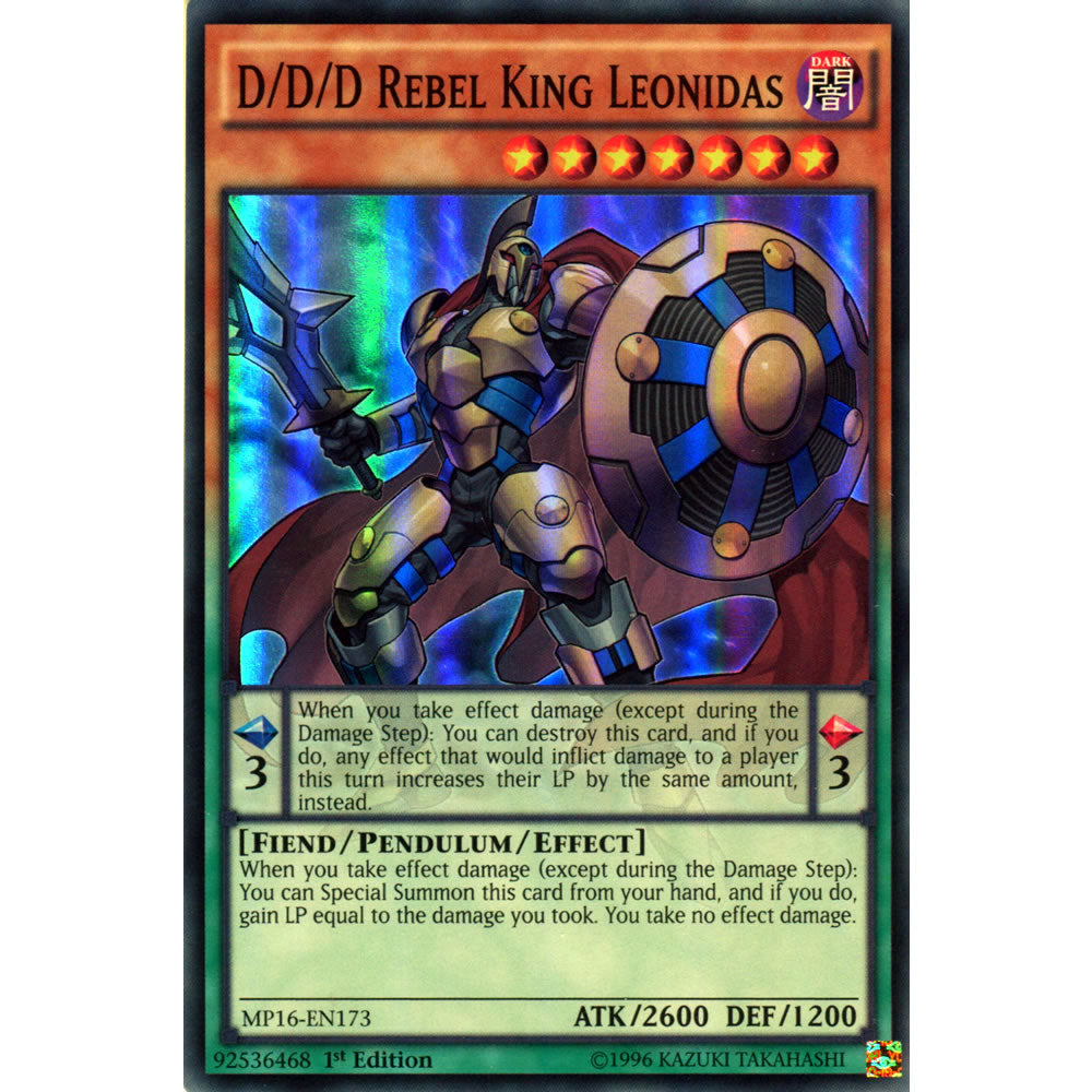 D/D/D Rebel King Leonidas MP16-EN173 Yu-Gi-Oh! Card from the Mega Tin 2016 Mega Pack Set