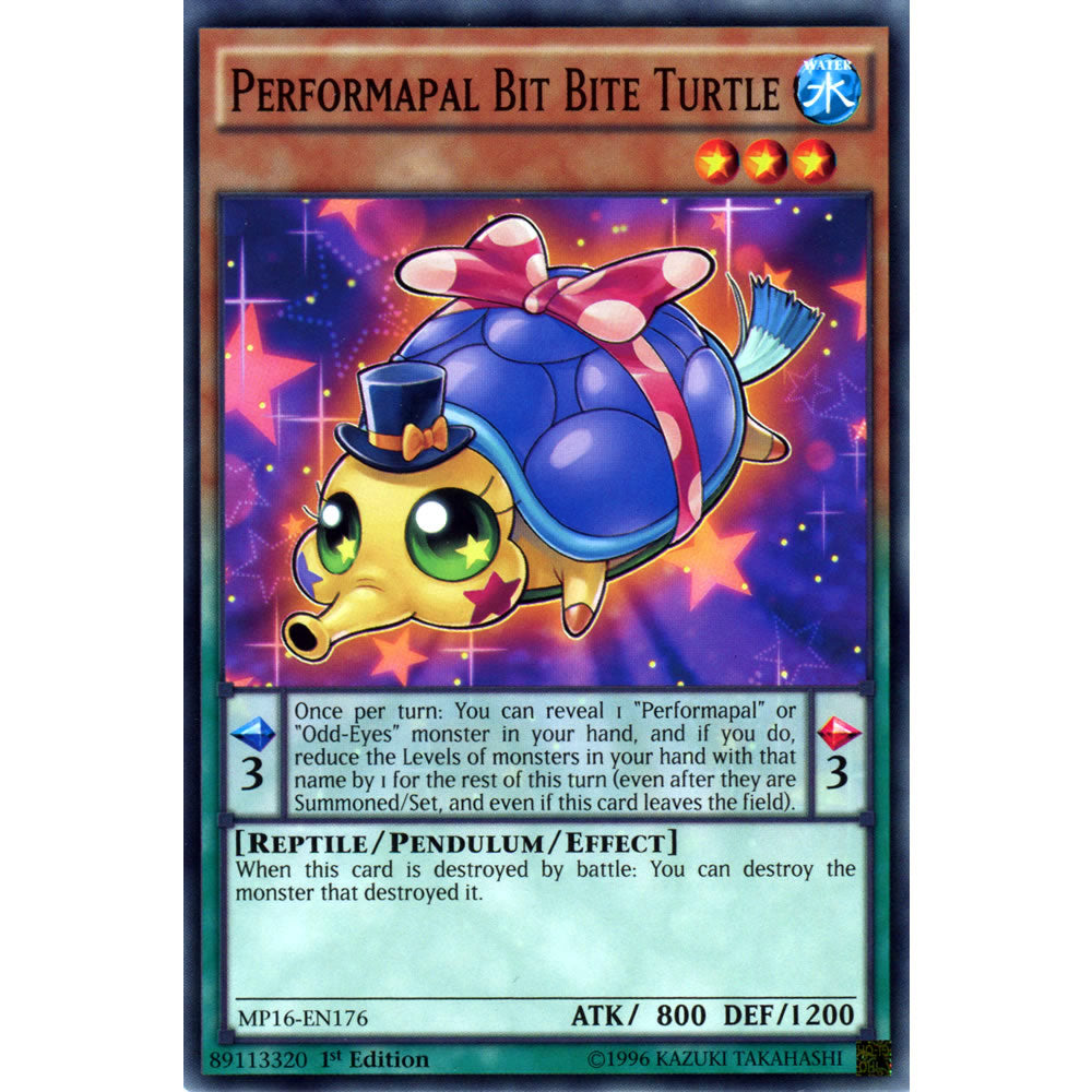 Performapal Bit Bite Turtle MP16-EN176 Yu-Gi-Oh! Card from the Mega Tin 2016 Mega Pack Set