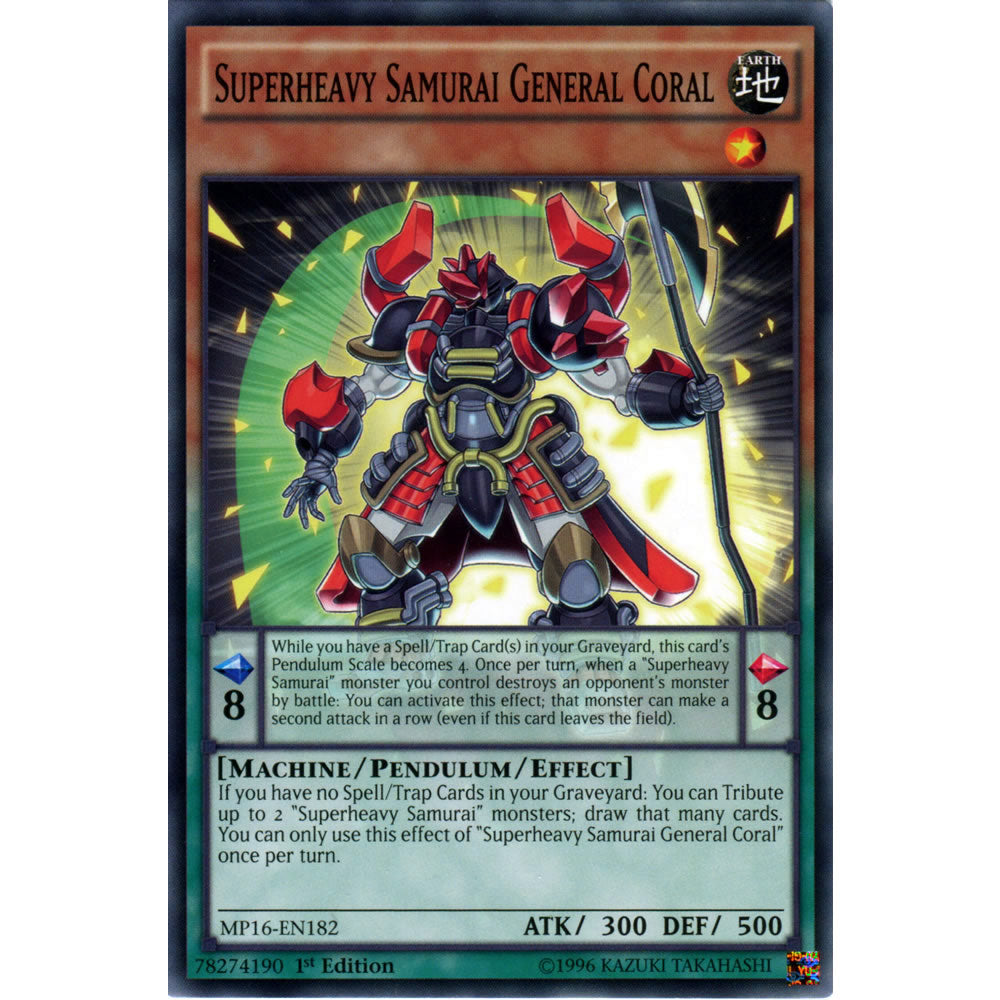 Superheavy Samurai General Coral MP16-EN182 Yu-Gi-Oh! Card from the Mega Tin 2016 Mega Pack Set