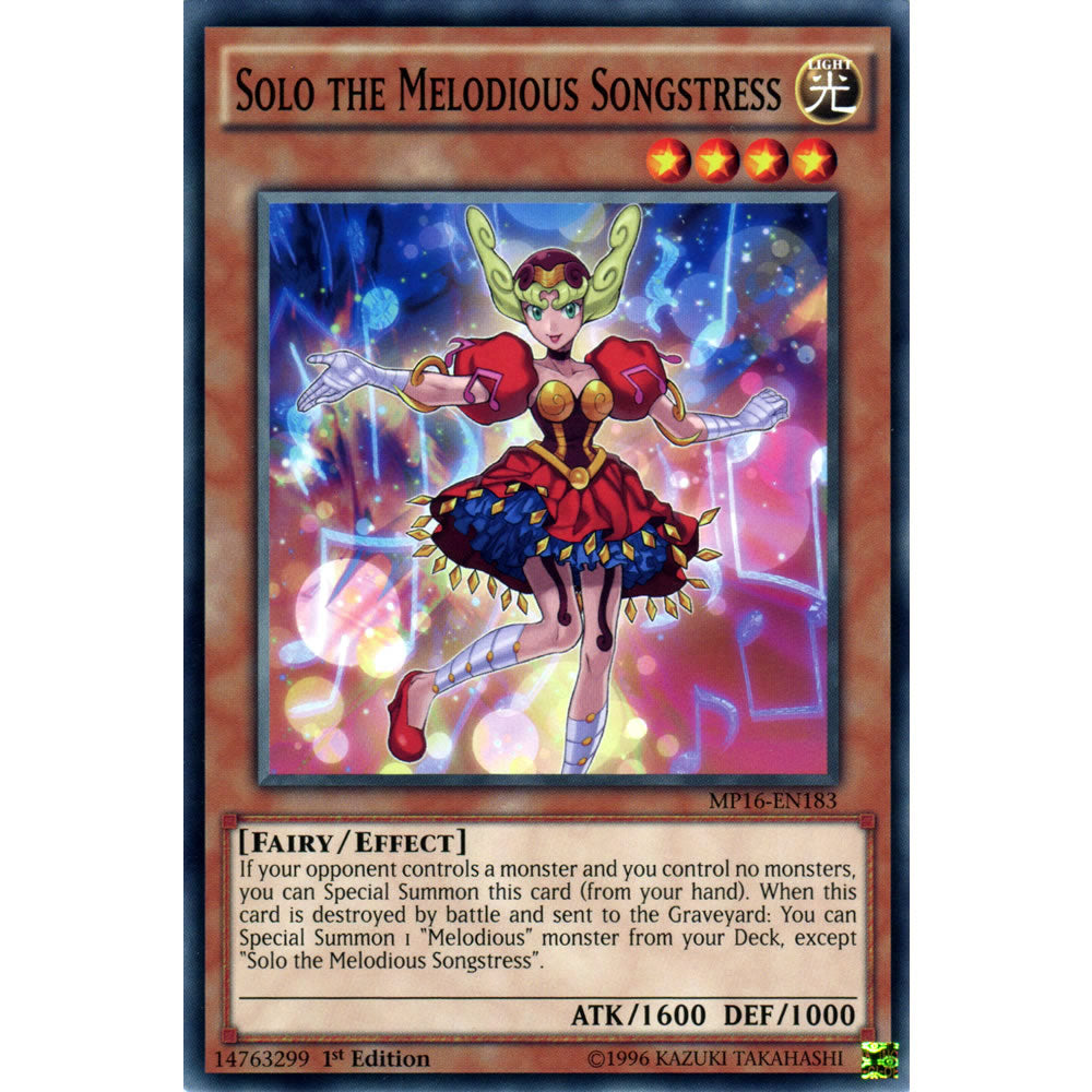 Solo the Melodious Songstress MP16-EN183 Yu-Gi-Oh! Card from the Mega Tin 2016 Mega Pack Set