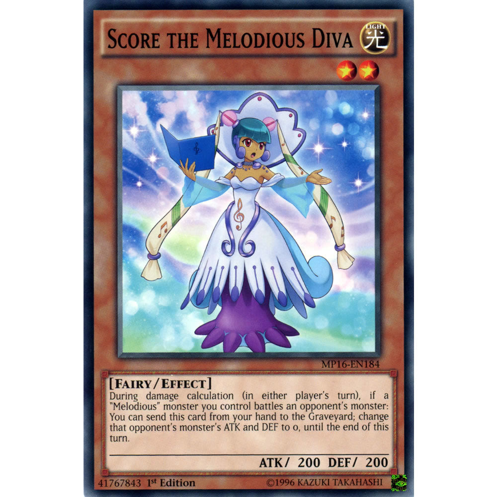 Score the Melodious Diva MP16-EN184 Yu-Gi-Oh! Card from the Mega Tin 2016 Mega Pack Set