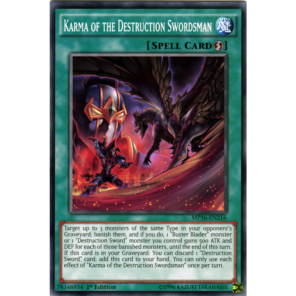 Karma of the Destruction Swordsman MP16-EN216 Yu-Gi-Oh! Card from the Mega Tin 2016 Mega Pack Set