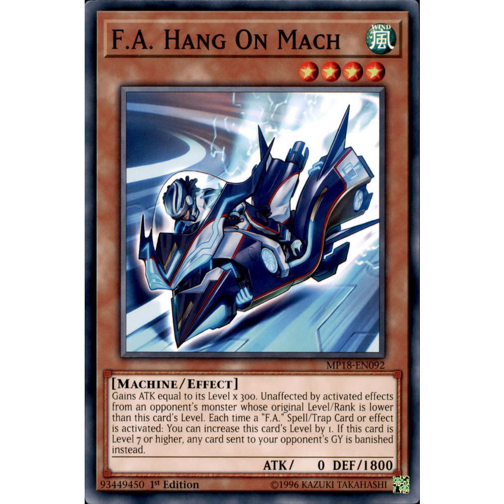 F.A. Hang On Mach MP18-EN092 Yu-Gi-Oh! Card from the Mega Tin 2018 Mega Pack Set