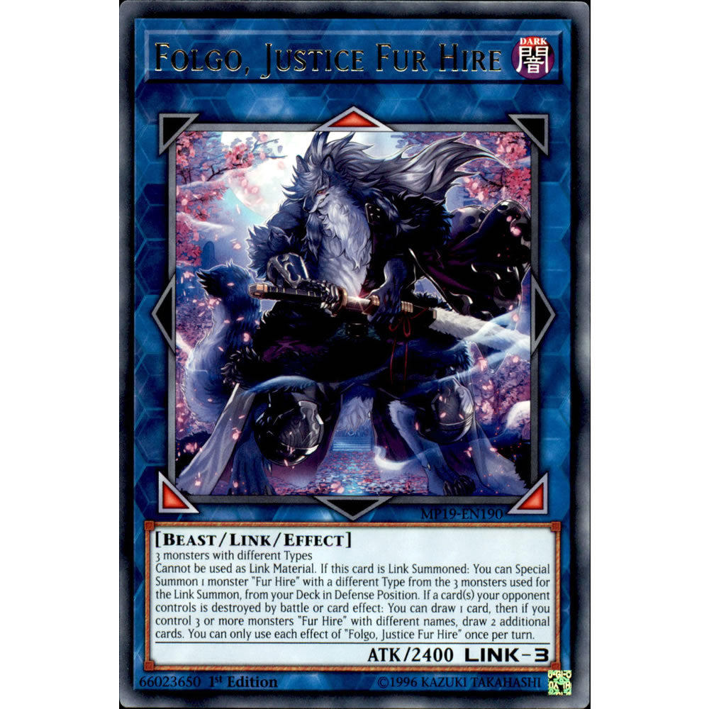 Folgo, Justice Fur Hire MP19-EN190 Yu-Gi-Oh! Card from the Mega Tin 2019 Mega Pack Set