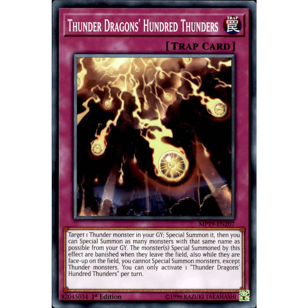 Thunder Dragons' Hundred Thunders MP19-EN207 Yu-Gi-Oh! Card from the Mega Tin 2019 Mega Pack Set