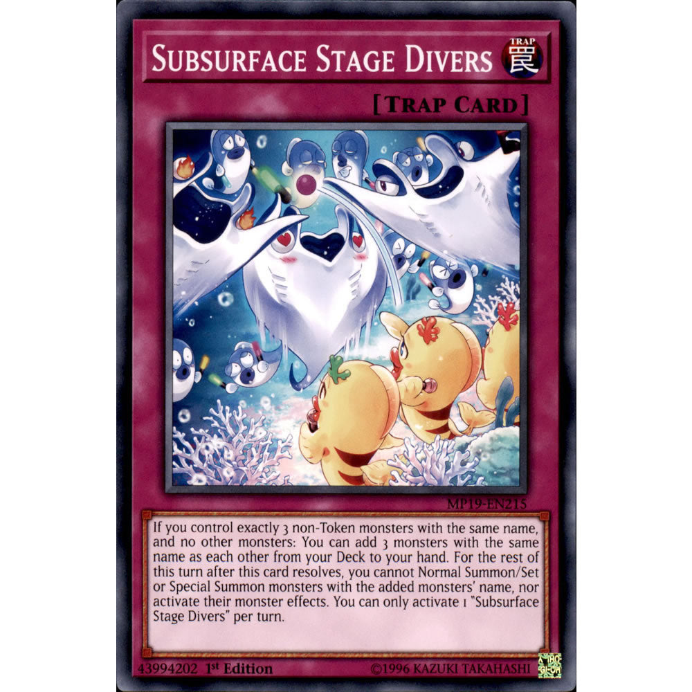 Subsurface Stage Divers MP19-EN215 Yu-Gi-Oh! Card from the Mega Tin 2019 Mega Pack Set