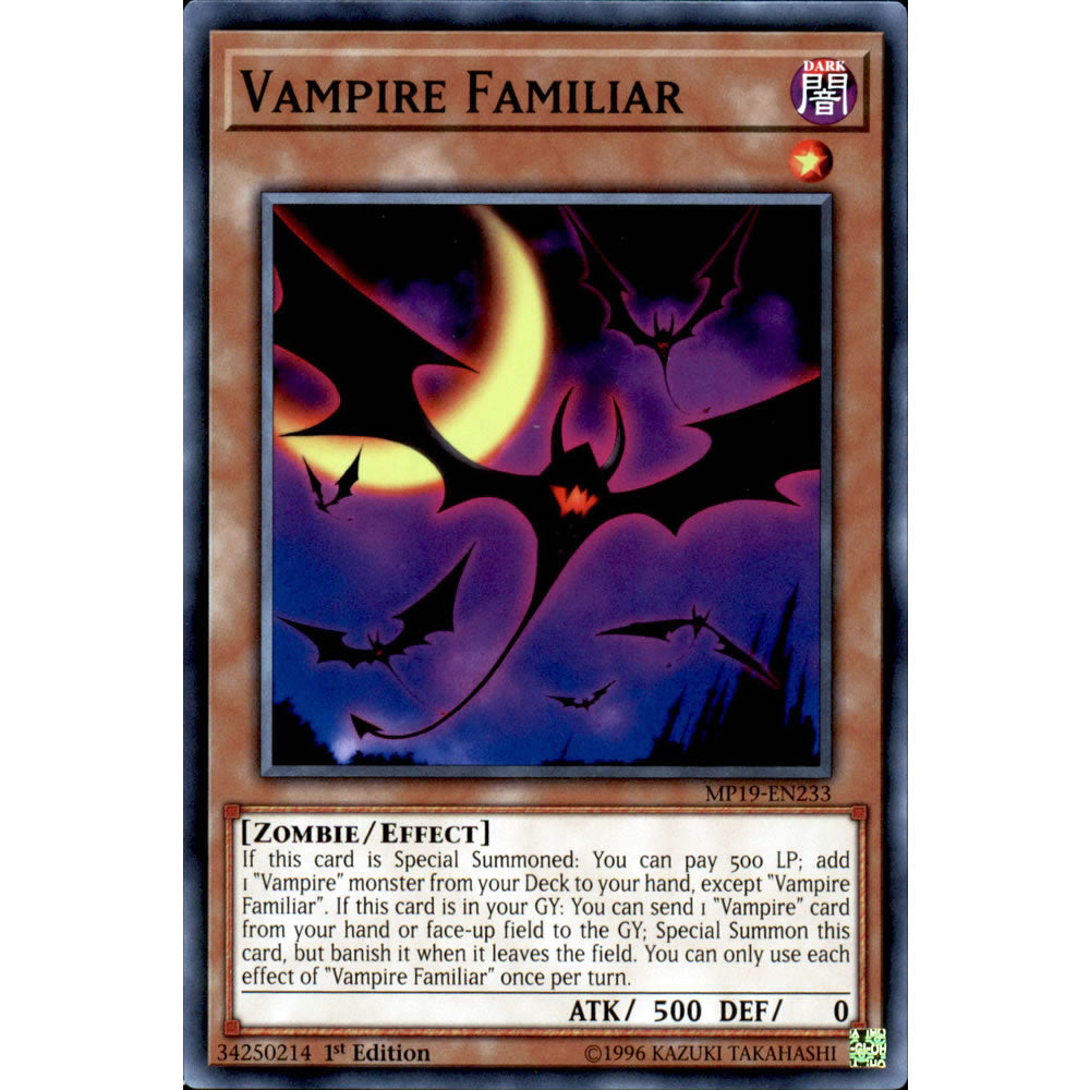 vampire deck yugioh 2019 Vampire Familiar MP19-EN233 Yu-Gi-Oh! Card