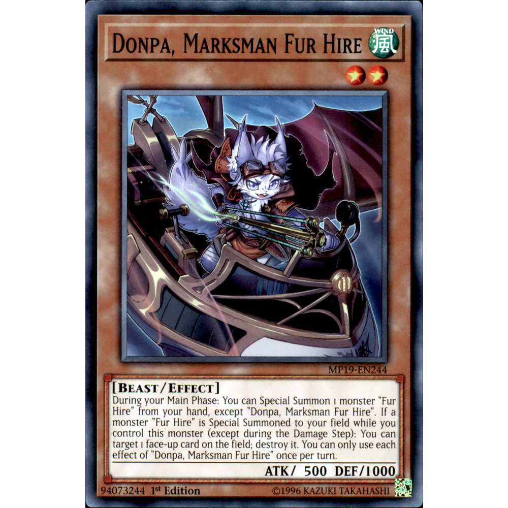 Donpa, Marksman Fur Hire MP19-EN244 Yu-Gi-Oh! Card from the Mega Tin 2019 Mega Pack Set