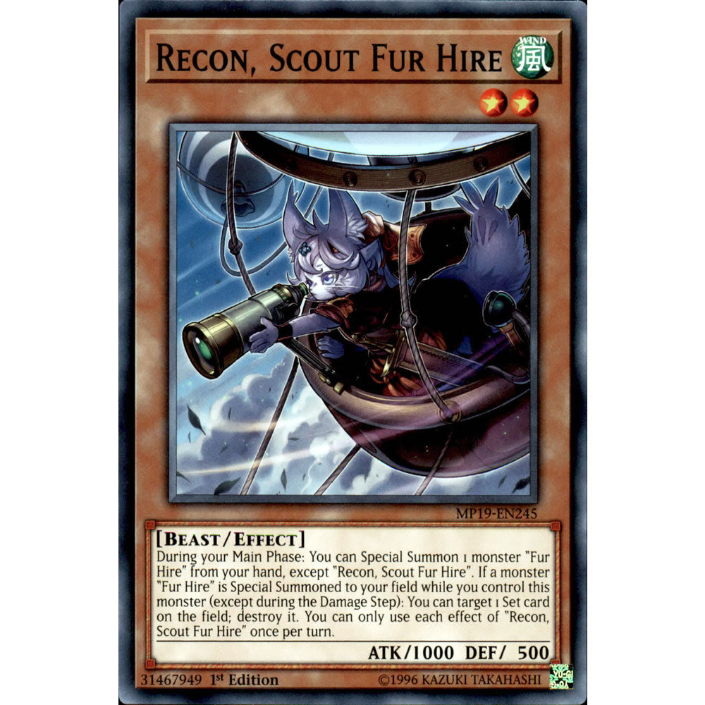 Recon, Scout Fur Hire MP19-EN245 Yu-Gi-Oh! Card from the Mega Tin 2019 Mega Pack Set