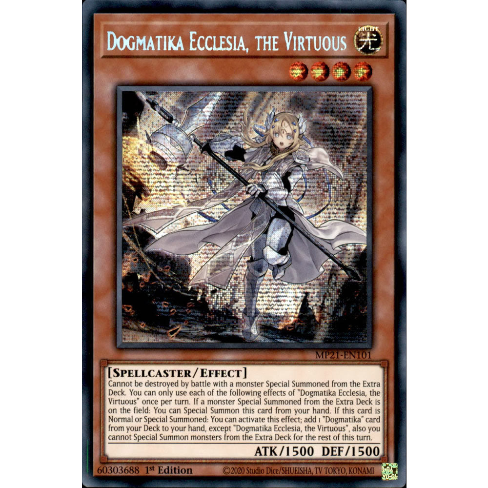 Dogmatika Ecclesia, the Virtuous MP21-EN101 Yu-Gi-Oh! Card from the Mega Tin 2021 Mega Pack Set