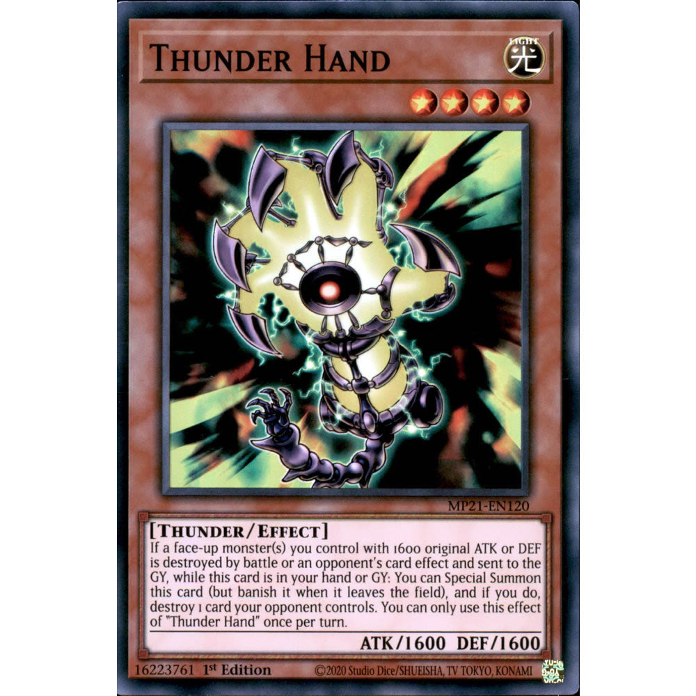 Thunder Hand MP21-EN120 Yu-Gi-Oh! Card from the Mega Tin 2021 Mega Pack Set
