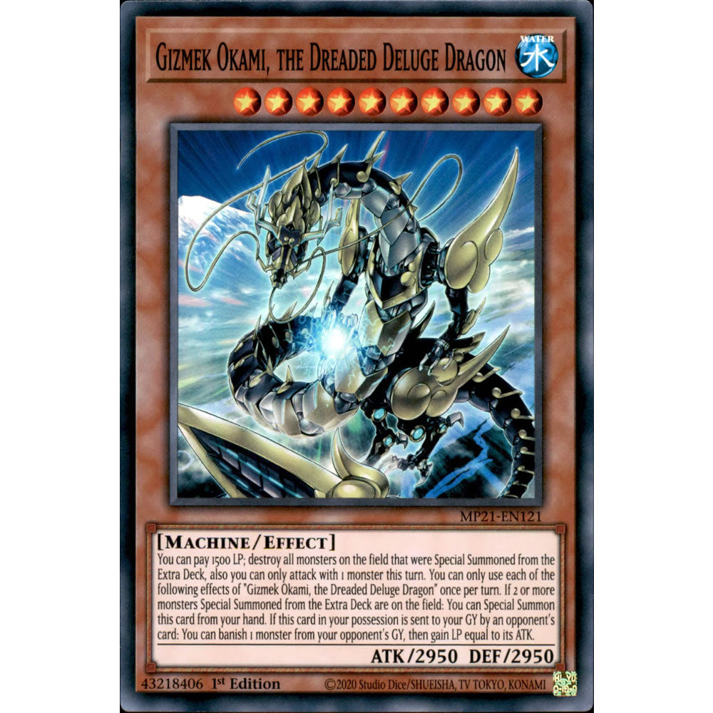 Gizmek Okami, the Dreaded Deluge Dragon MP21-EN121 Yu-Gi-Oh! Card from the Mega Tin 2021 Mega Pack Set