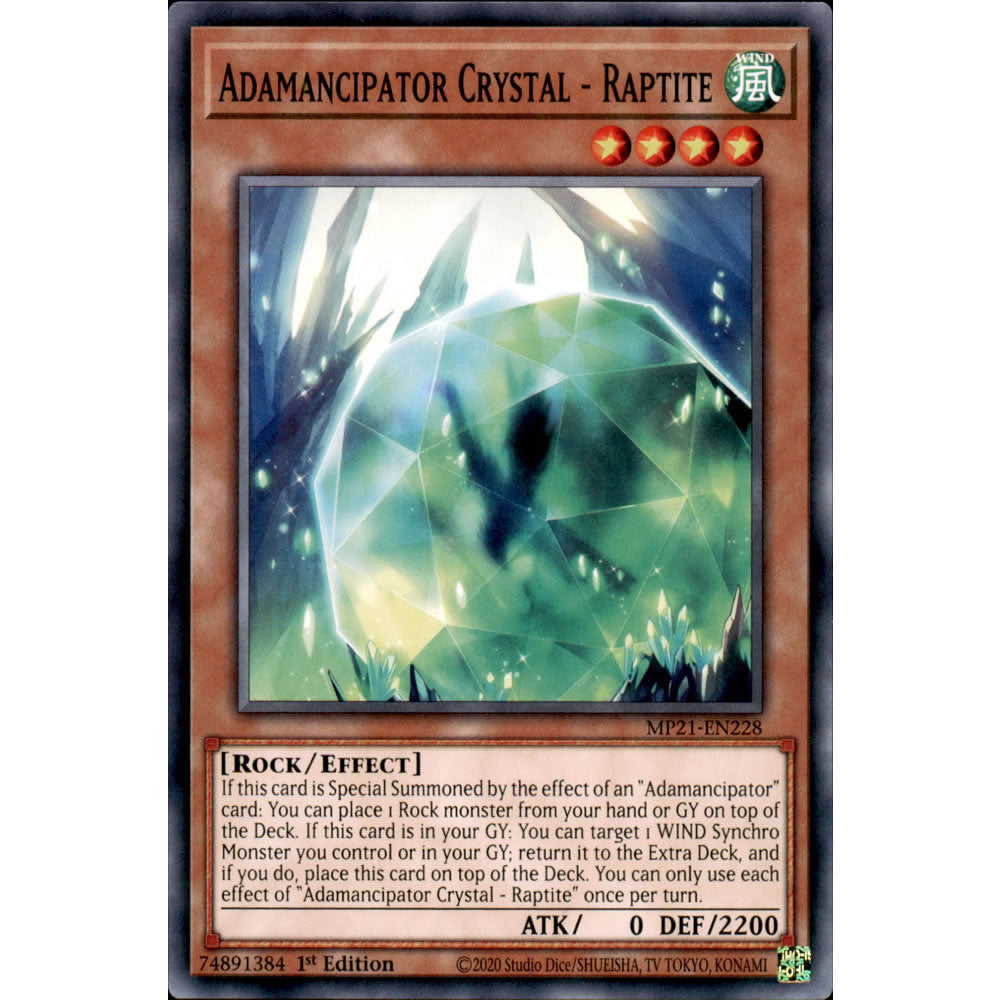 Adamancipator Crystal - Raptite MP21-EN228 Yu-Gi-Oh! Card from the Mega Tin 2021 Mega Pack Set