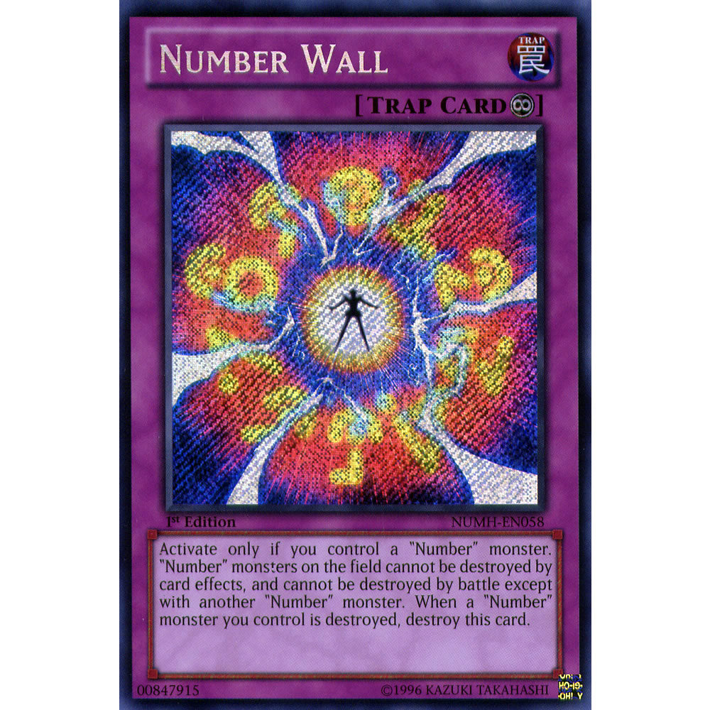 Yu-Gi-Oh! Number Wall Trap Card – NUMH-EN058 Secret Rare 1st Edition, Number Hunters Set, Collectible Trading Card