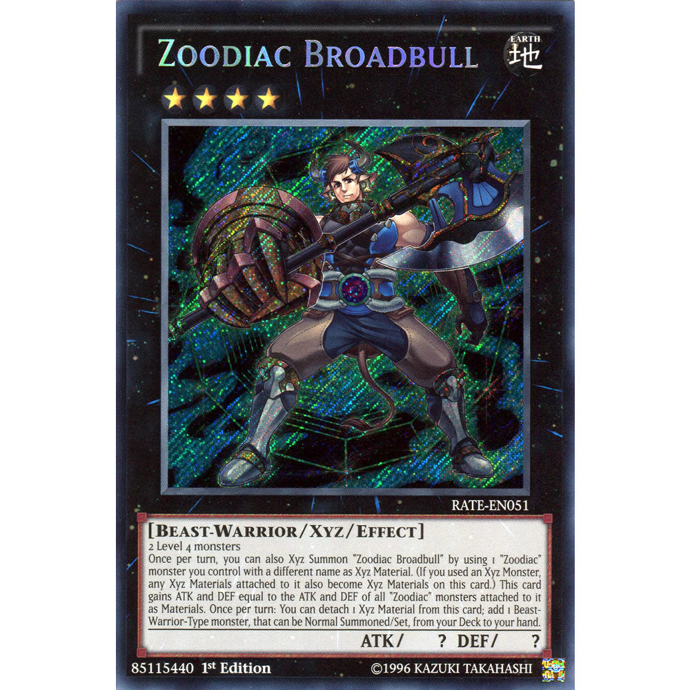 Zoodiac Broadbull RATE-EN051 Yu-Gi-Oh! Card from the Raging Tempest Set
