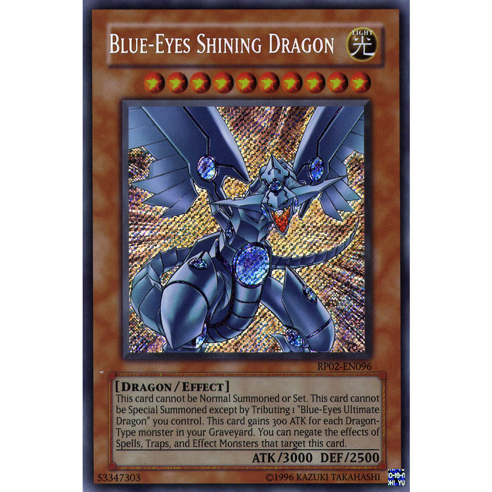 Blue-Eyes Shining Dragon RP02-EN096 Yu-Gi-Oh! Card from the Retro Pack 2 Set