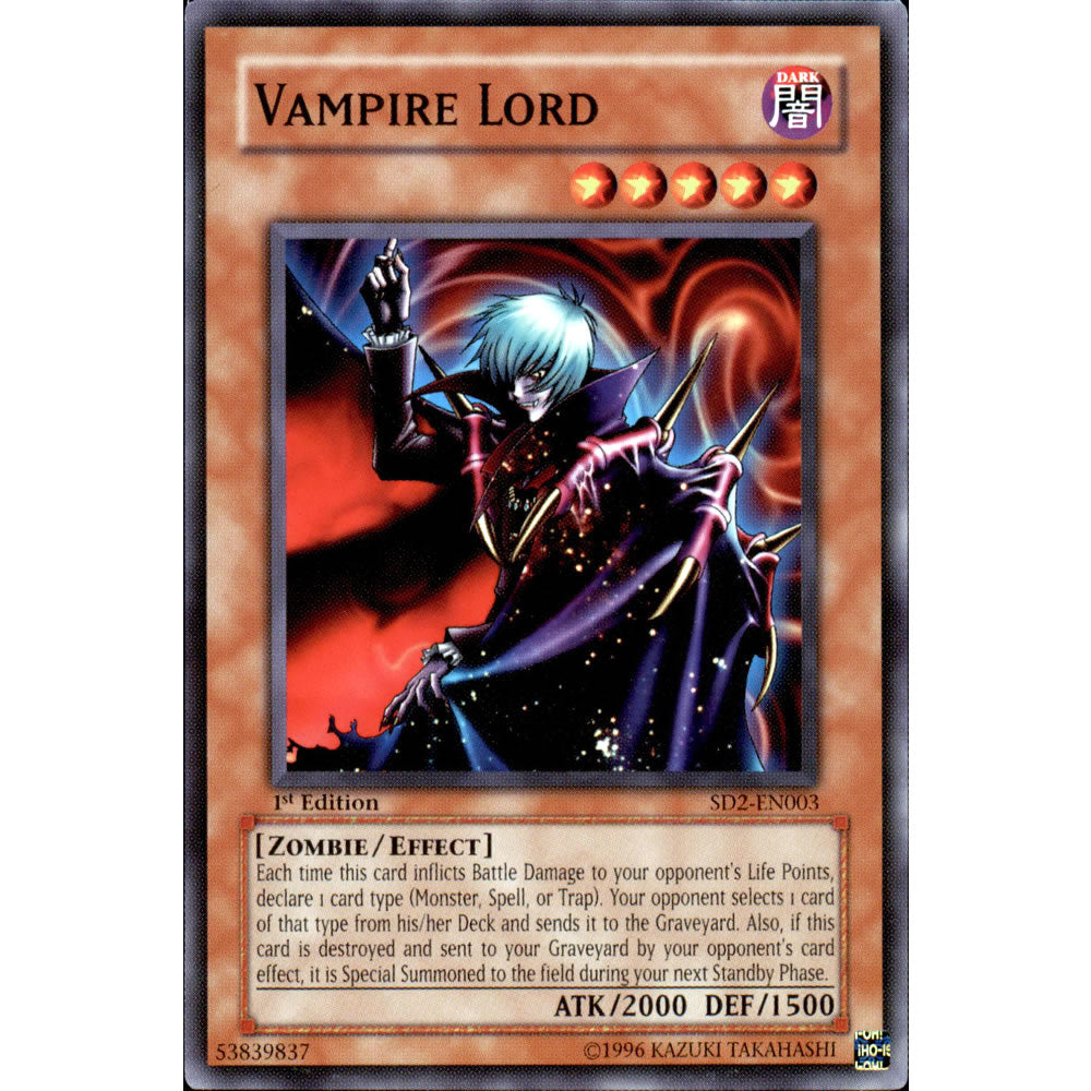 vampire lord yugioh card Vampire Lord SD2-EN003 Yu-Gi-Oh! Card