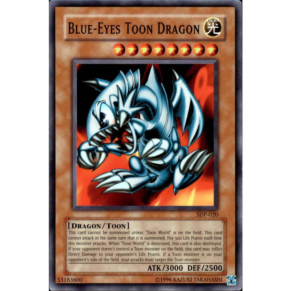Blue-Eyes Toon Dragon SDP-020 Yu-Gi-Oh! Card from the Pegasus Set
