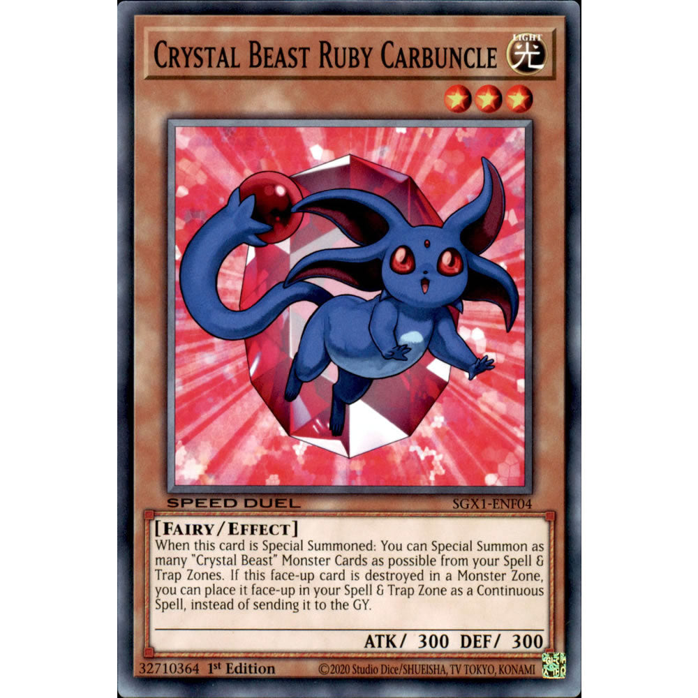 Crystal Beast Ruby Carbuncle SGX1-ENF04 Yu-Gi-Oh! Card from the Speed Duel GX: Duel Academy Box Set