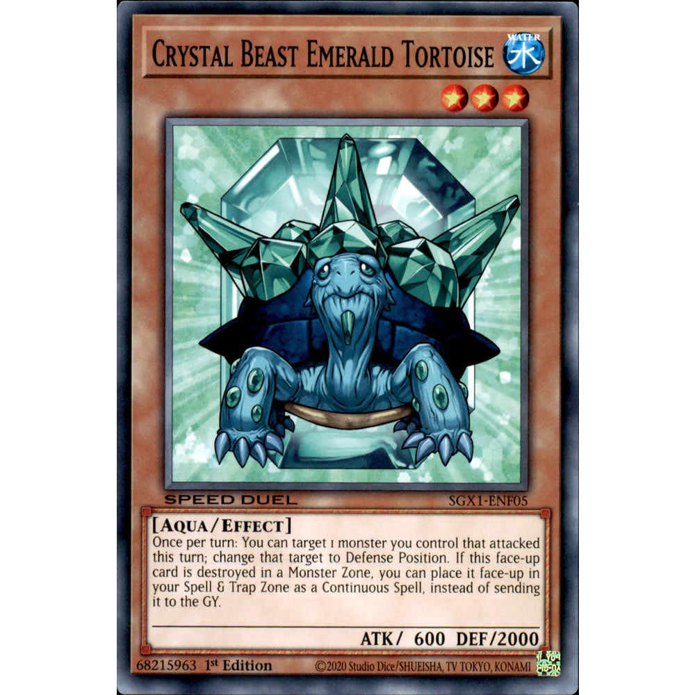 Crystal Beast Emerald Tortoise SGX1-ENF05 Yu-Gi-Oh! Card from the Speed Duel GX: Duel Academy Box Set