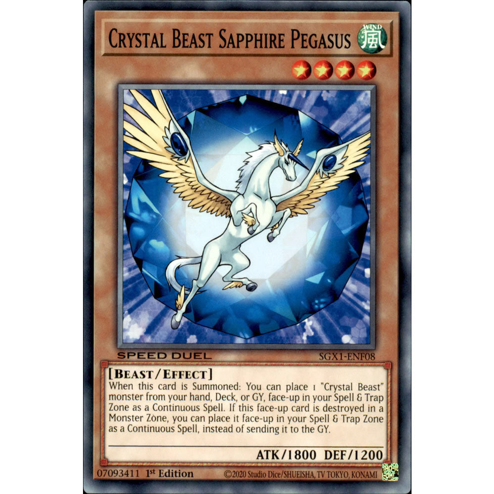 Crystal Beast Sapphire Pegasus SGX1-ENF08 Yu-Gi-Oh! Card from the Speed Duel GX: Duel Academy Box Set