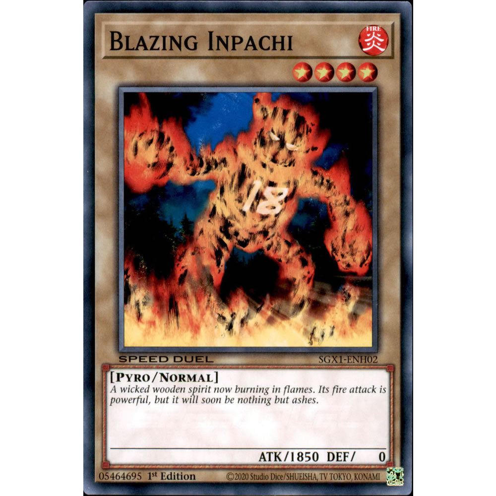 Blazing Inpachi SGX1-ENH02 Yu-Gi-Oh! Card from the Speed Duel GX: Duel Academy Box Set