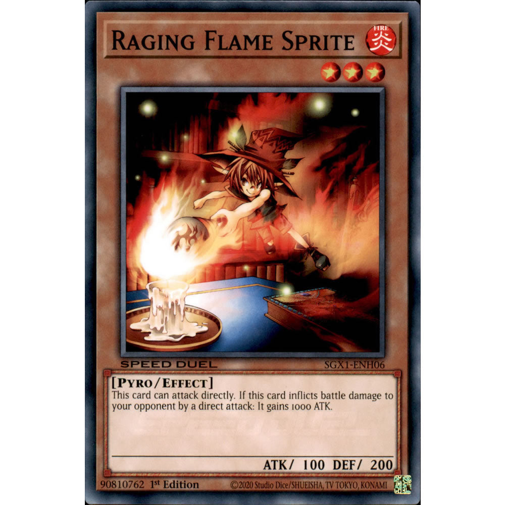 Raging Flame Sprite SGX1-ENH06 Yu-Gi-Oh! Card from the Speed Duel GX: Duel Academy Box Set