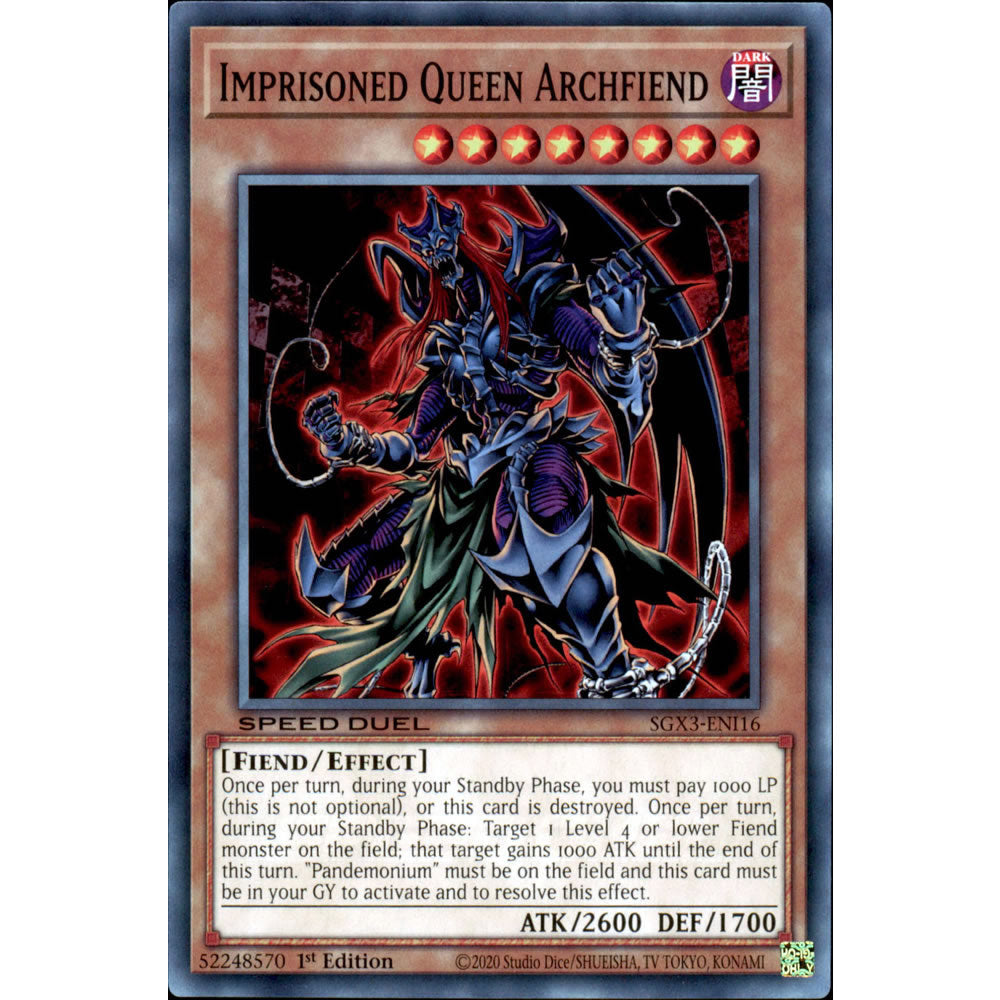 Imprisoned Queen Archfiend SGX3-ENI16 Yu-Gi-Oh! Card from the Speed Duel GX: Duelists of Shadows Set