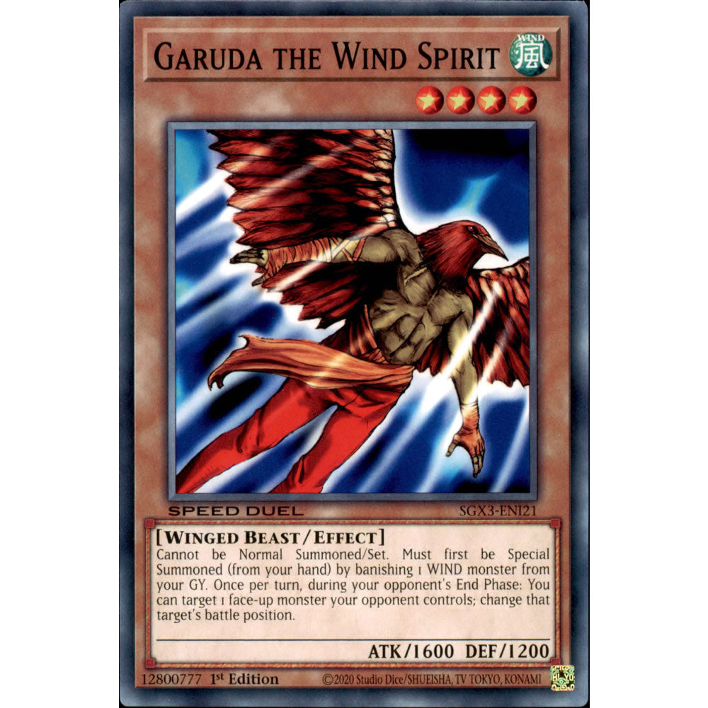Garuda the Wind Spirit SGX3-ENI21 Yu-Gi-Oh! Card from the Speed Duel GX: Duelists of Shadows Set