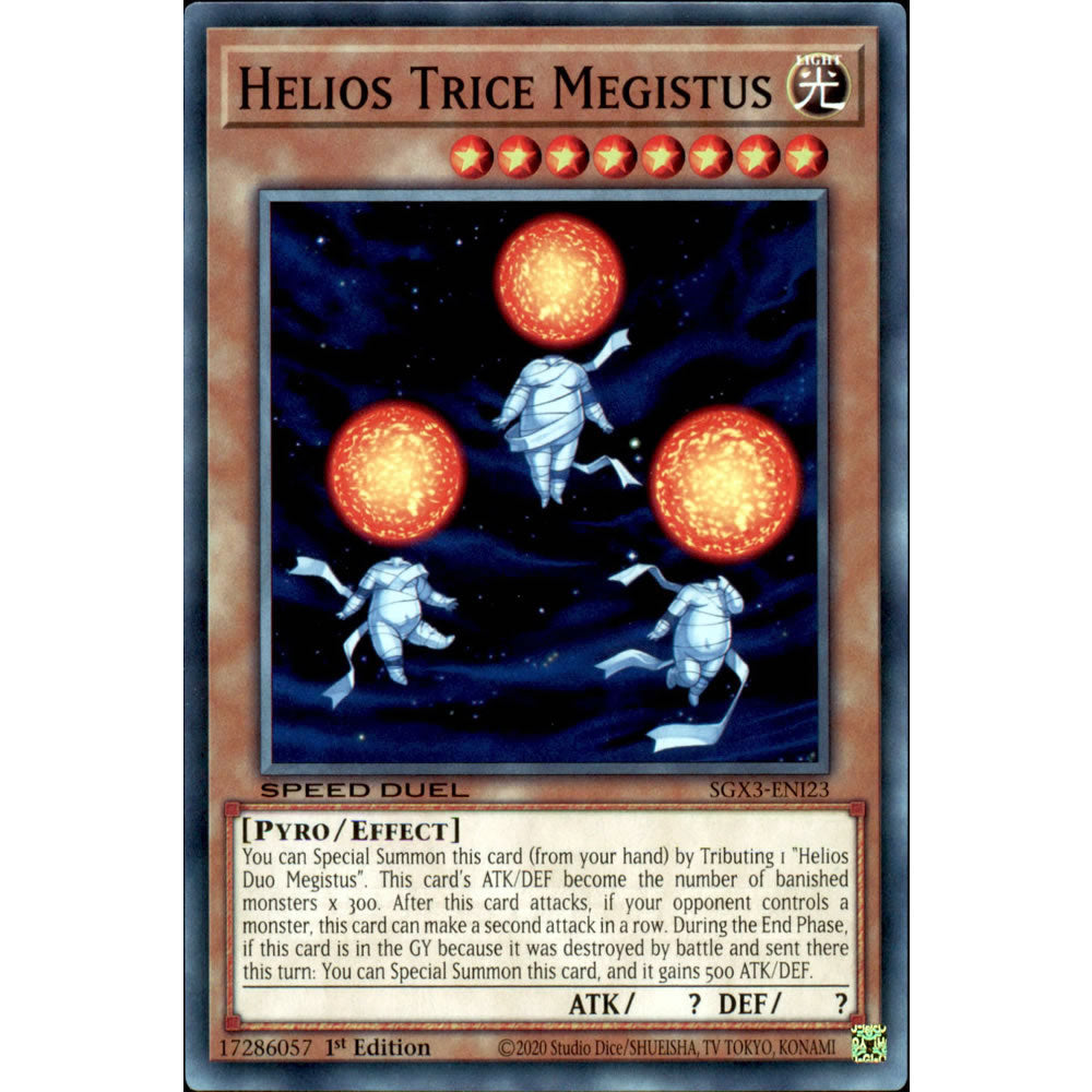 Helios Trice Megistus SGX3-ENI23 Yu-Gi-Oh! Card from the Speed Duel GX: Duelists of Shadows Set